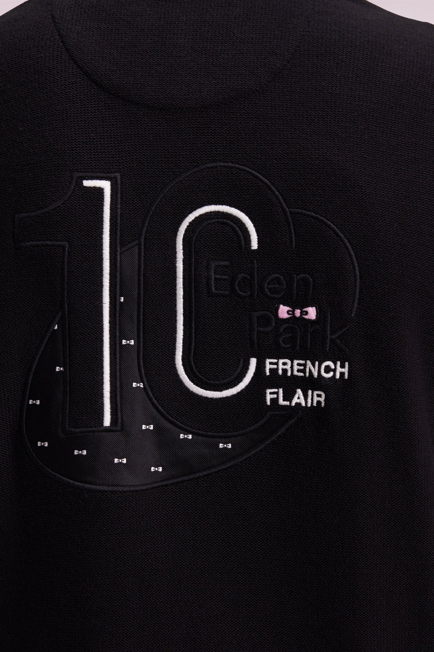 Pull col camionneur en coton noir broderie dos