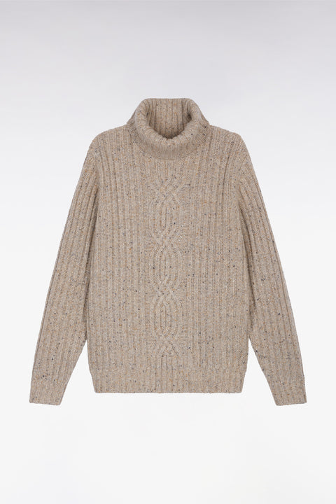 Pull col roulé avec laine vierge beige - Image 2