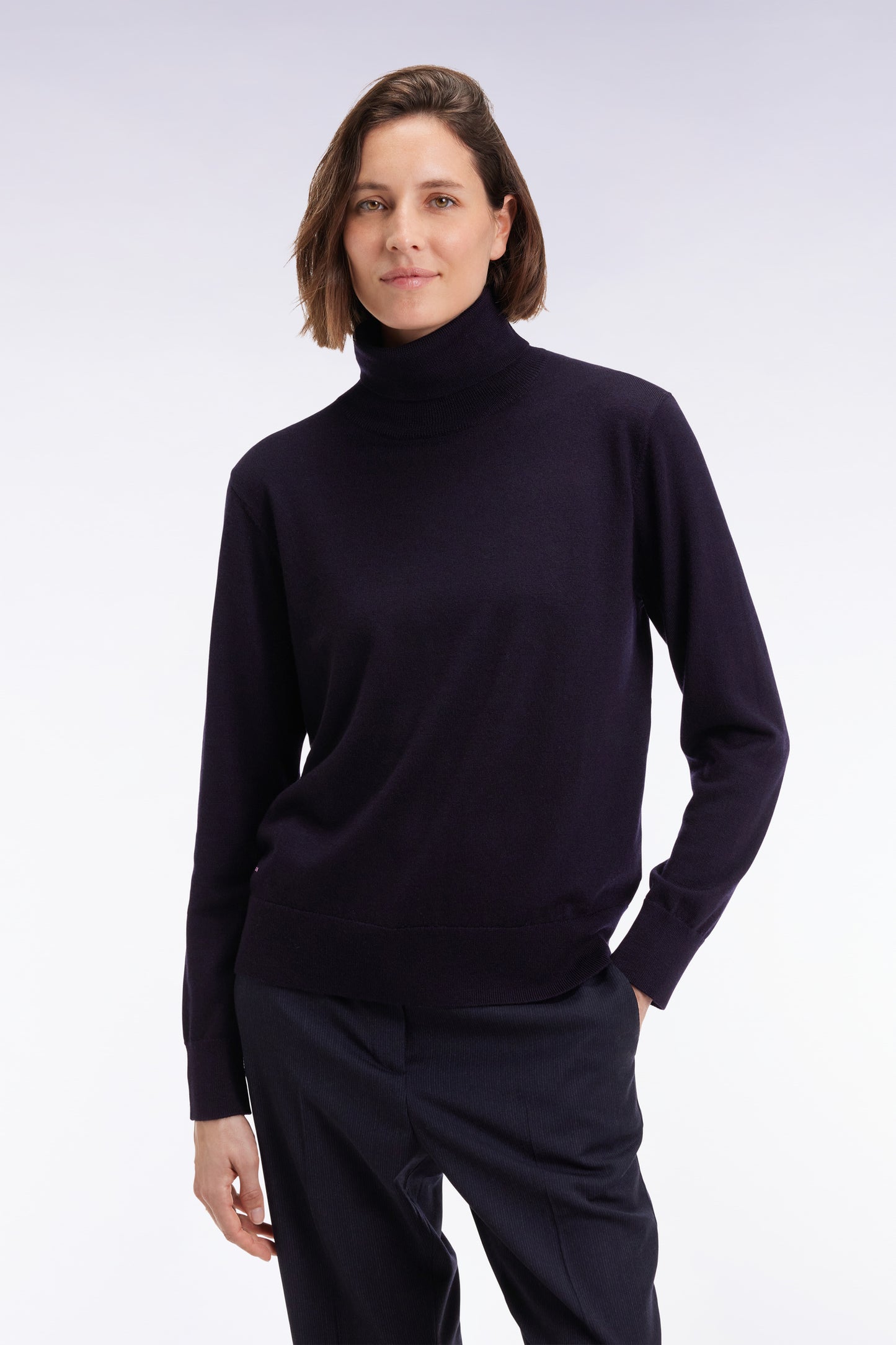 Navy merino wool turtleneck sweater