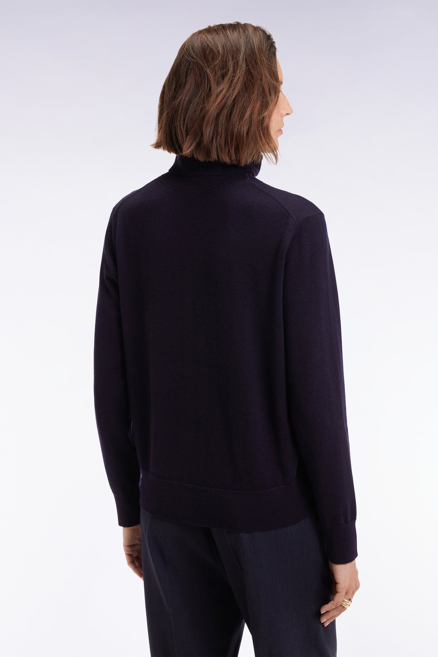 Navy merino wool turtleneck sweater