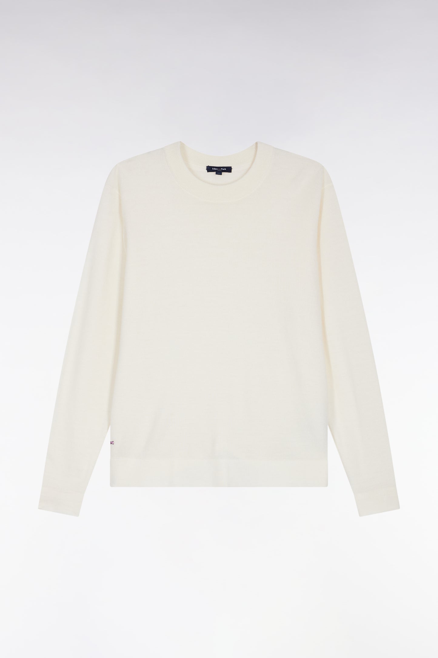 Pull à col rond en laine mérinos écru