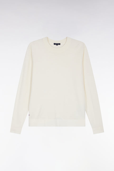 Pull à col rond en laine mérinos écru - Image 2