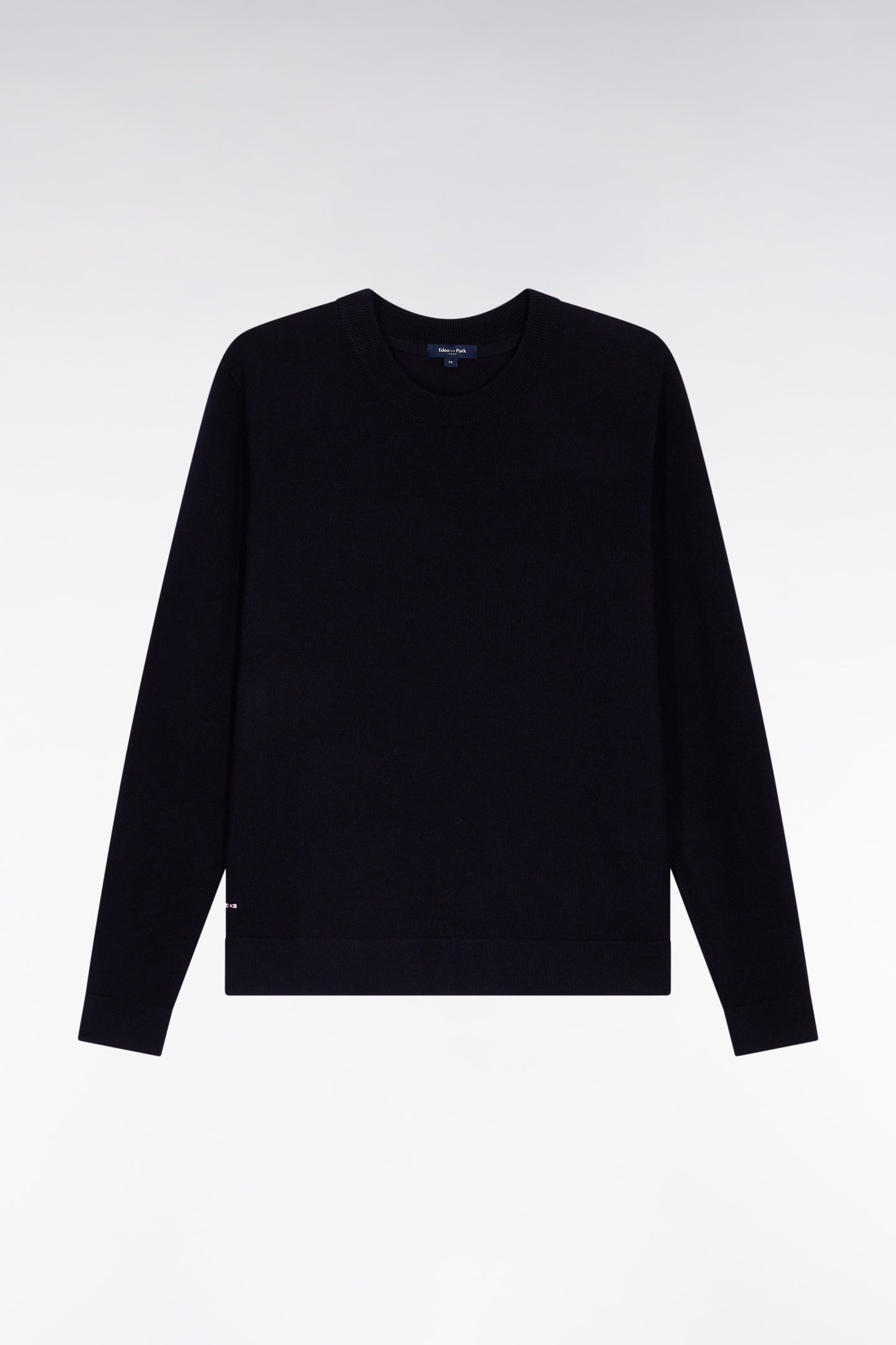 Round-neck sweater in navy merino wool