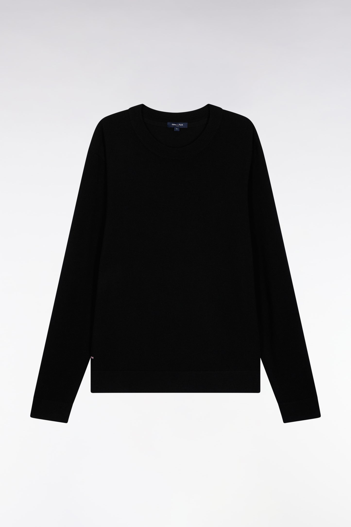 Pull à col rond en laine mérinos noir