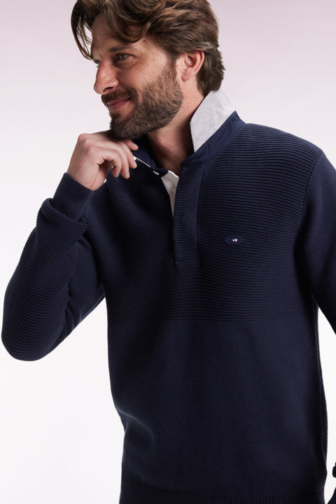 Pull en coton marine - Image 1