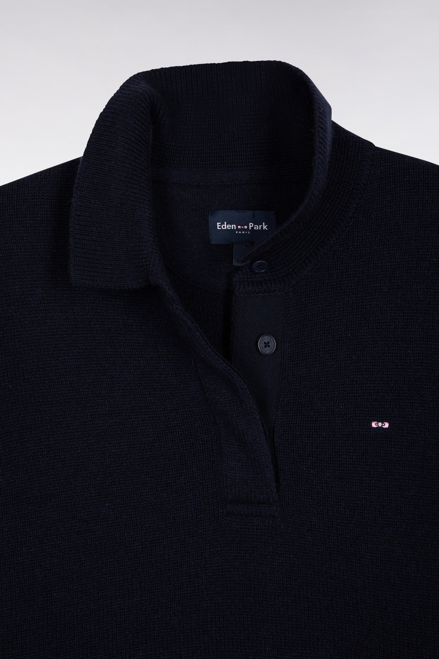 Pull à col maillot en laine et cachemire marine coupe Relaxed