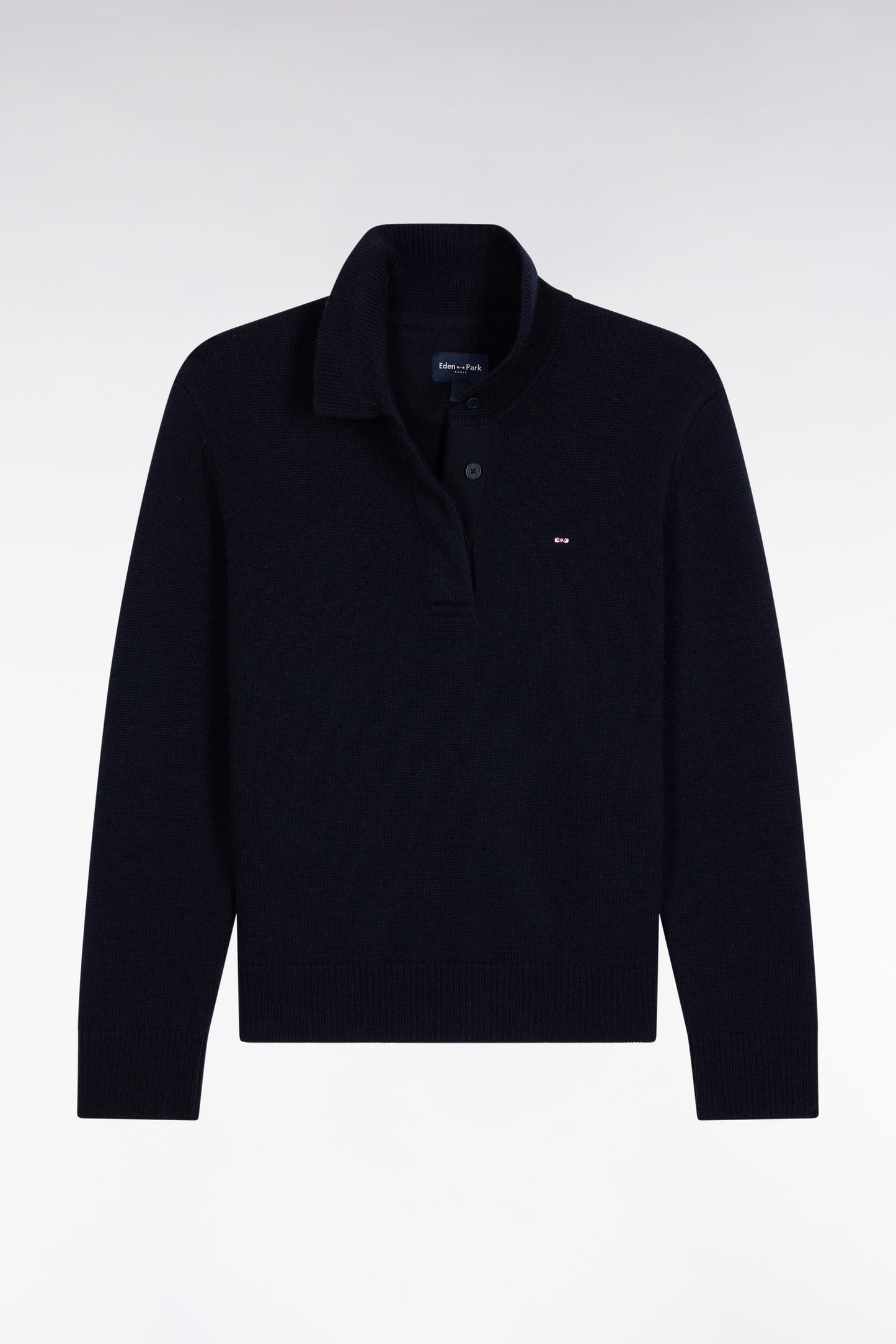 Pull à col maillot en laine et cachemire marine coupe Relaxed