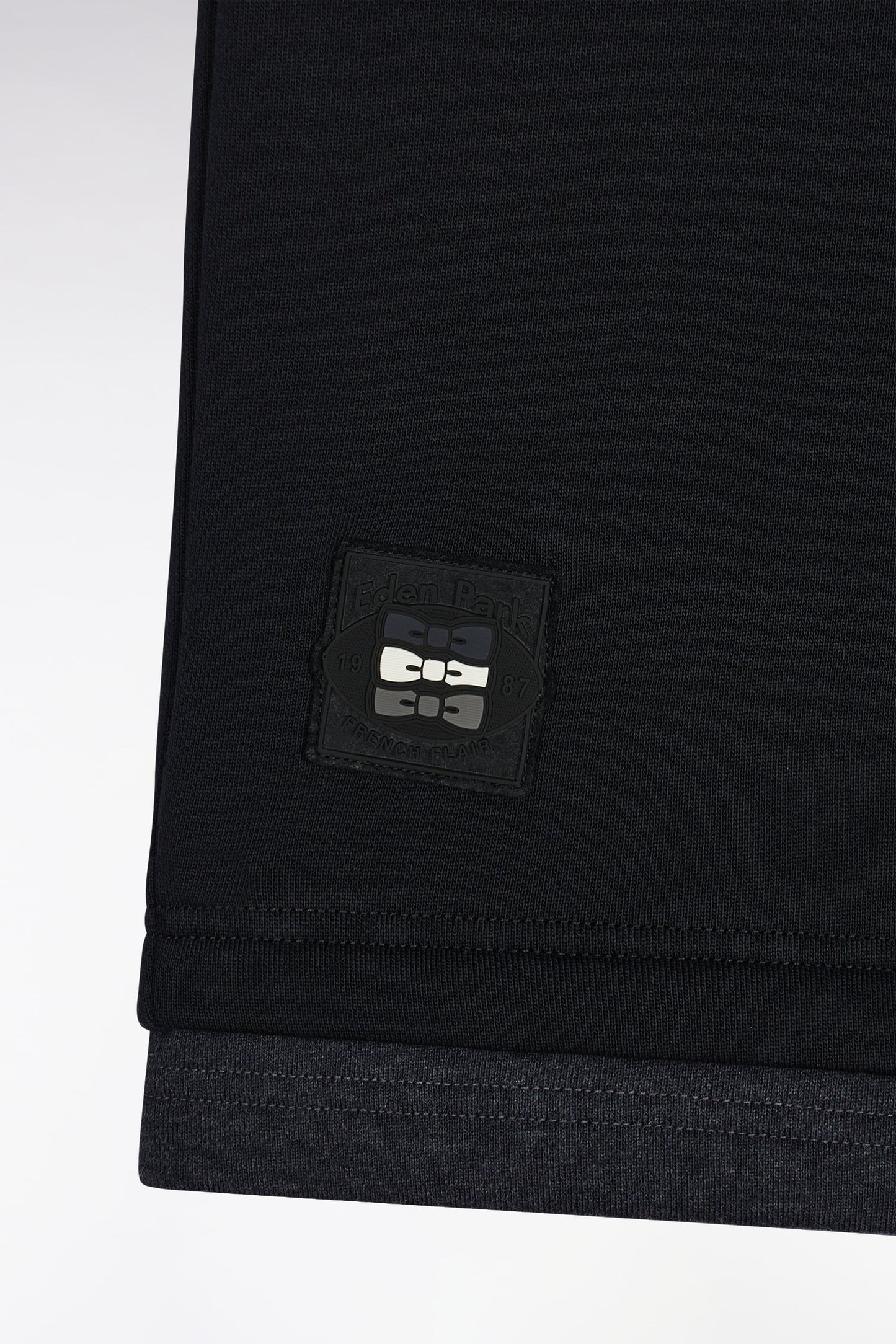 Black cotton fleece shorts, loose fit