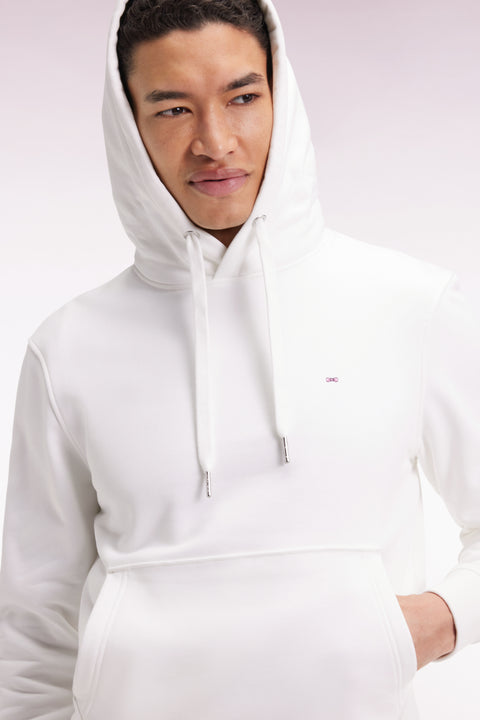 Sweatshirt à capuche en coton blanc coupe droite - Image 1