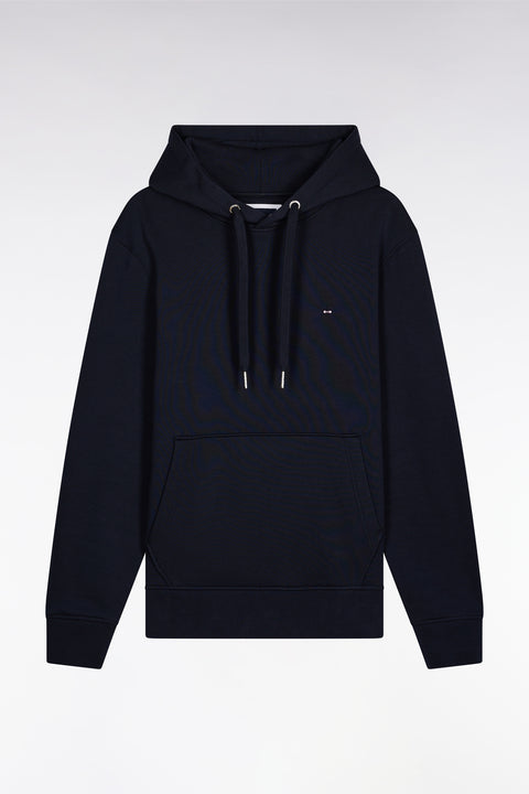 Sweatshirt à capuche en coton marine coupe droite - Image 2