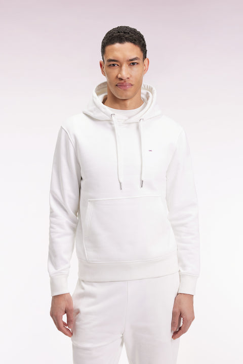 Sweatshirt à capuche en coton blanc coupe droite - Image 3