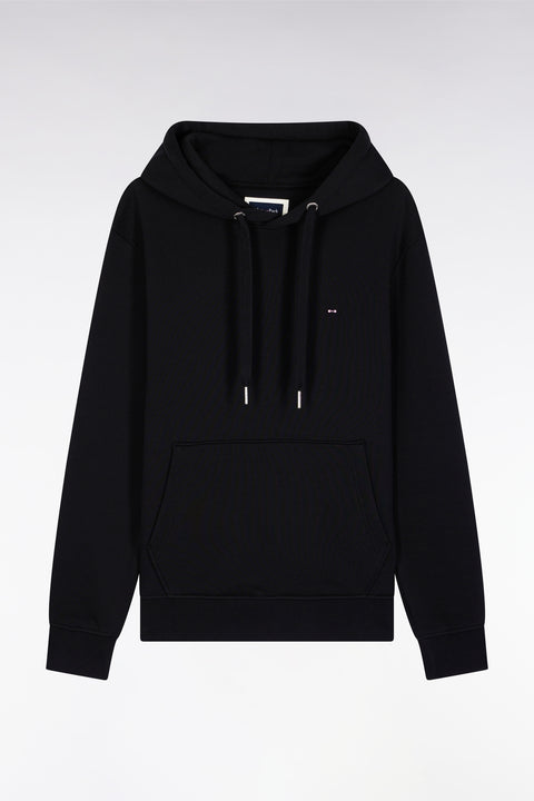 Sweatshirt à capuche en coton noir coupe droite - Image 2