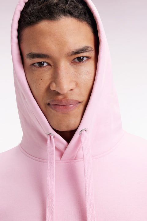 Sweatshirt à capuche en coton rose coupe droite - Image 1