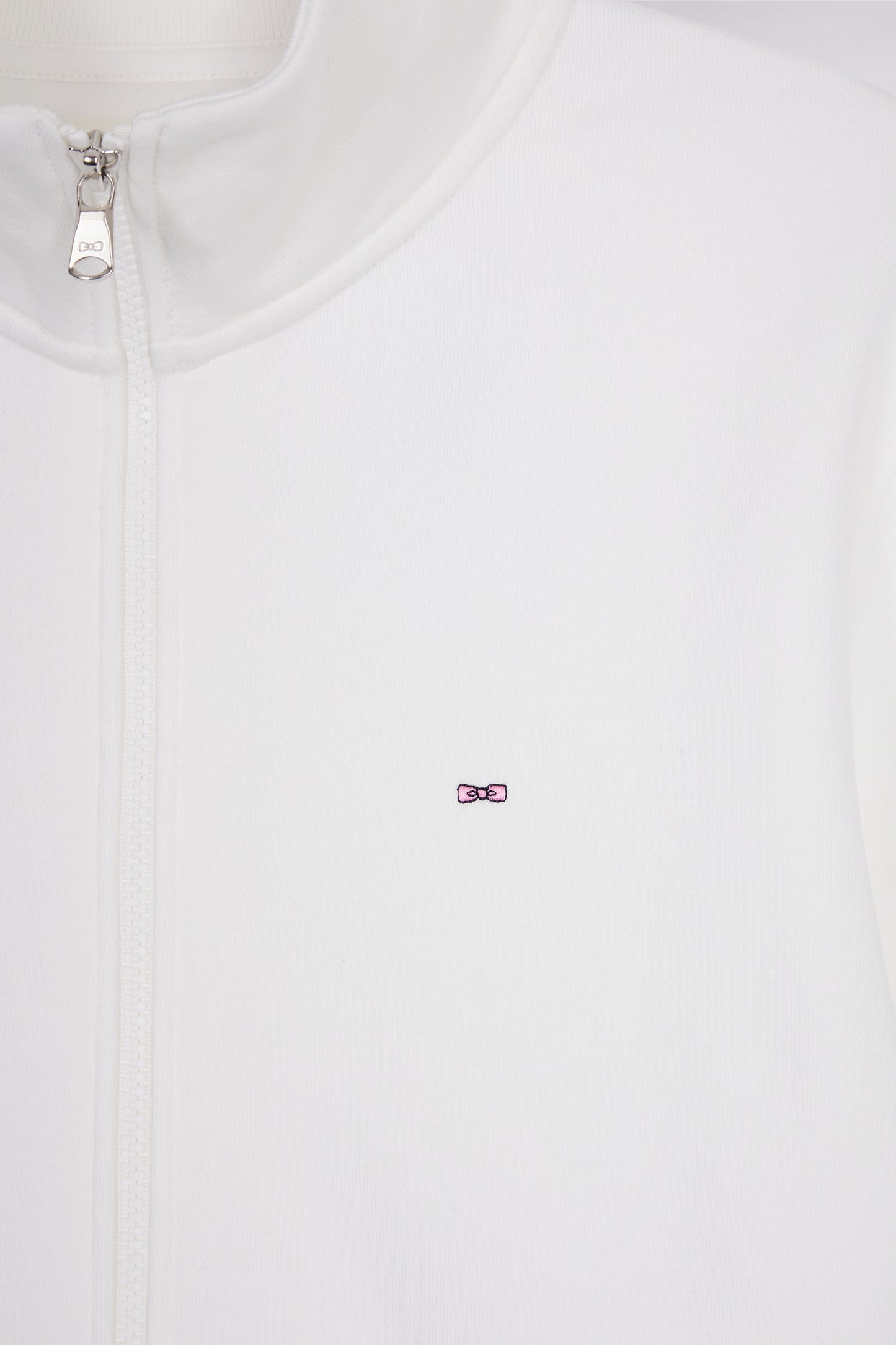Sweatshirt zippé en coton blanc coupe droite