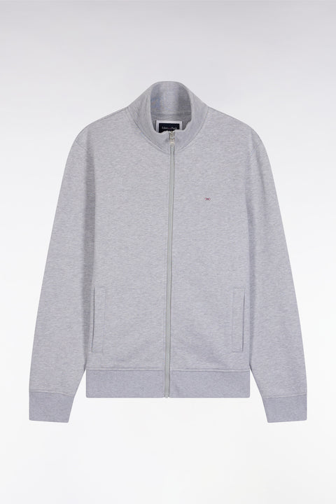 Sweatshirt zippé en coton gris coupe droite - Image 2