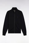 Sweatshirt zippé en coton noir coupe droite