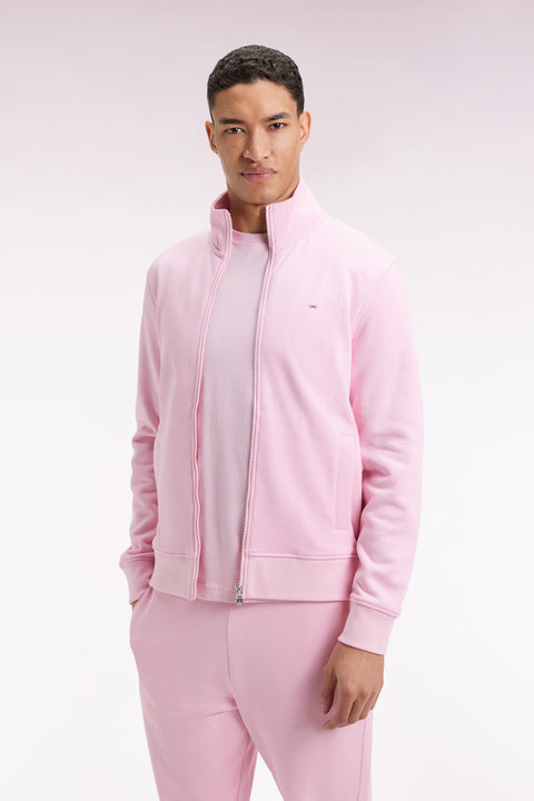 Sweatshirt zippé en coton rose coupe droite - Image 1