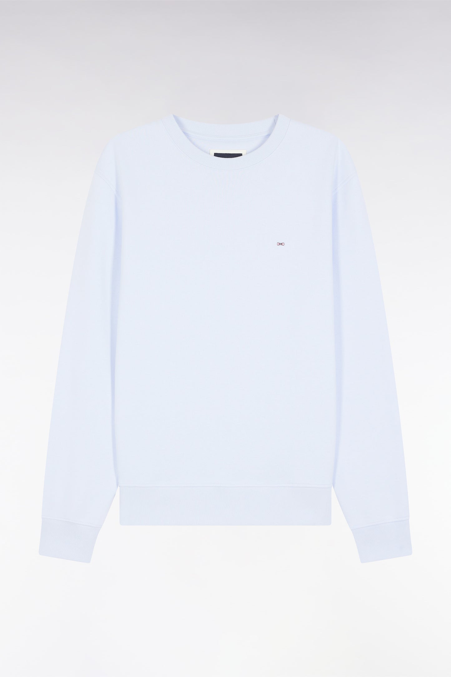 Sweatshirt à col rond en coton ciel coupe droite