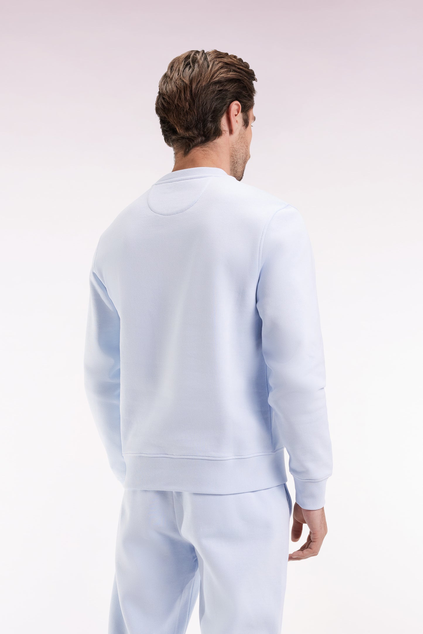 Sweatshirt à col rond en coton ciel coupe droite