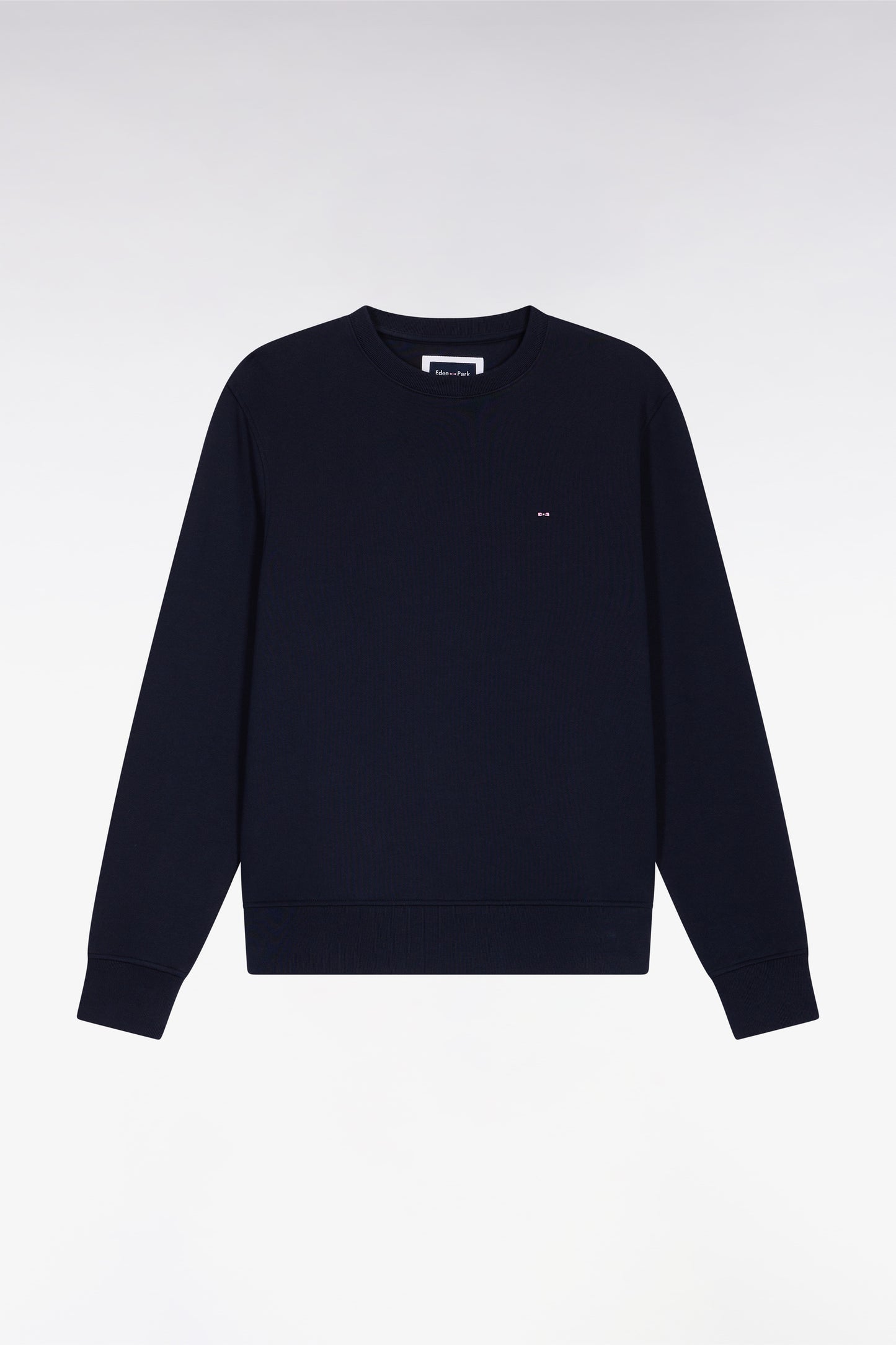 Sweatshirt à col rond en coton marine coupe droite