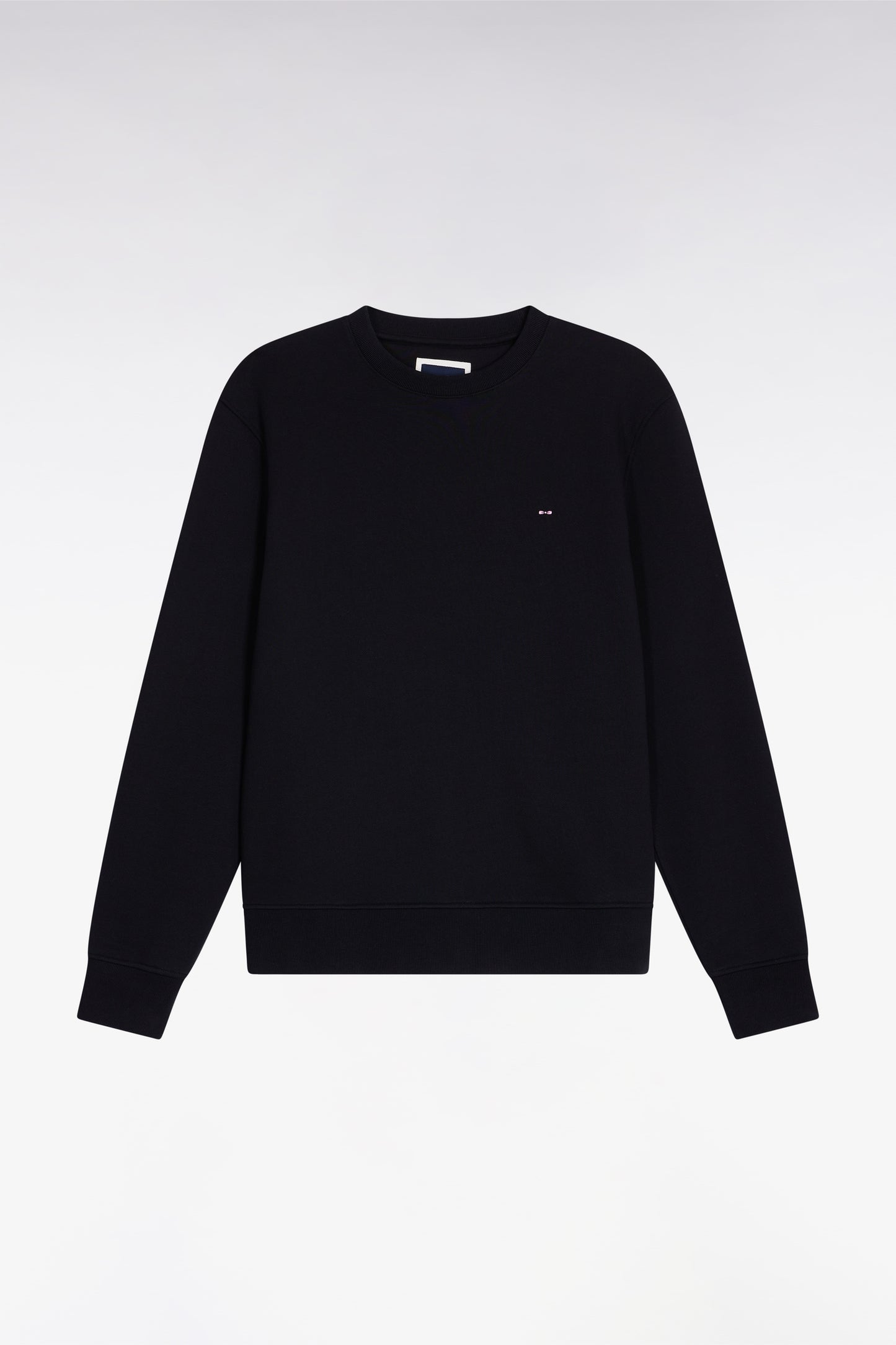 Sweatshirt à col rond en coton noir coupe droite