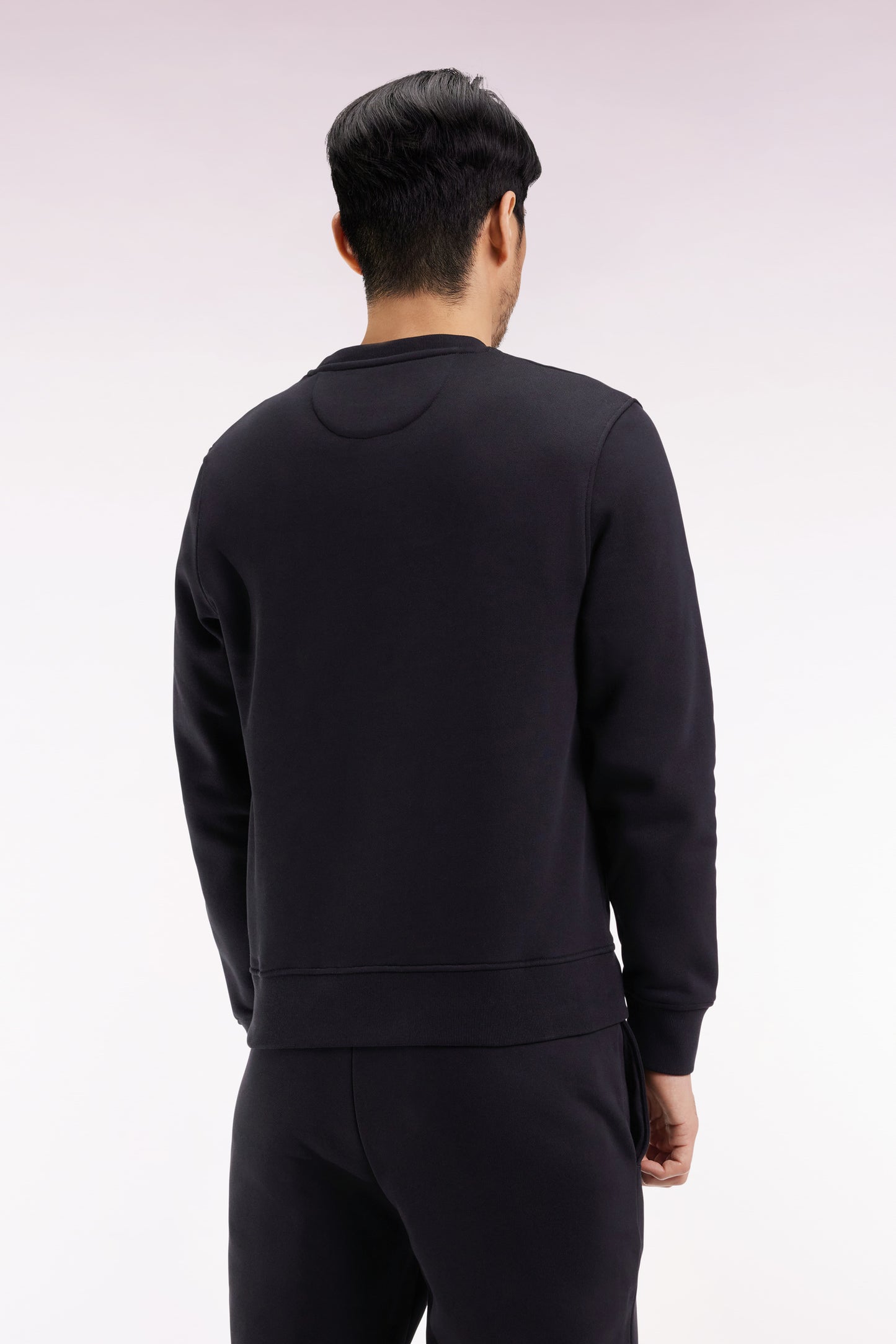 Sweatshirt à col rond en coton noir coupe droite
