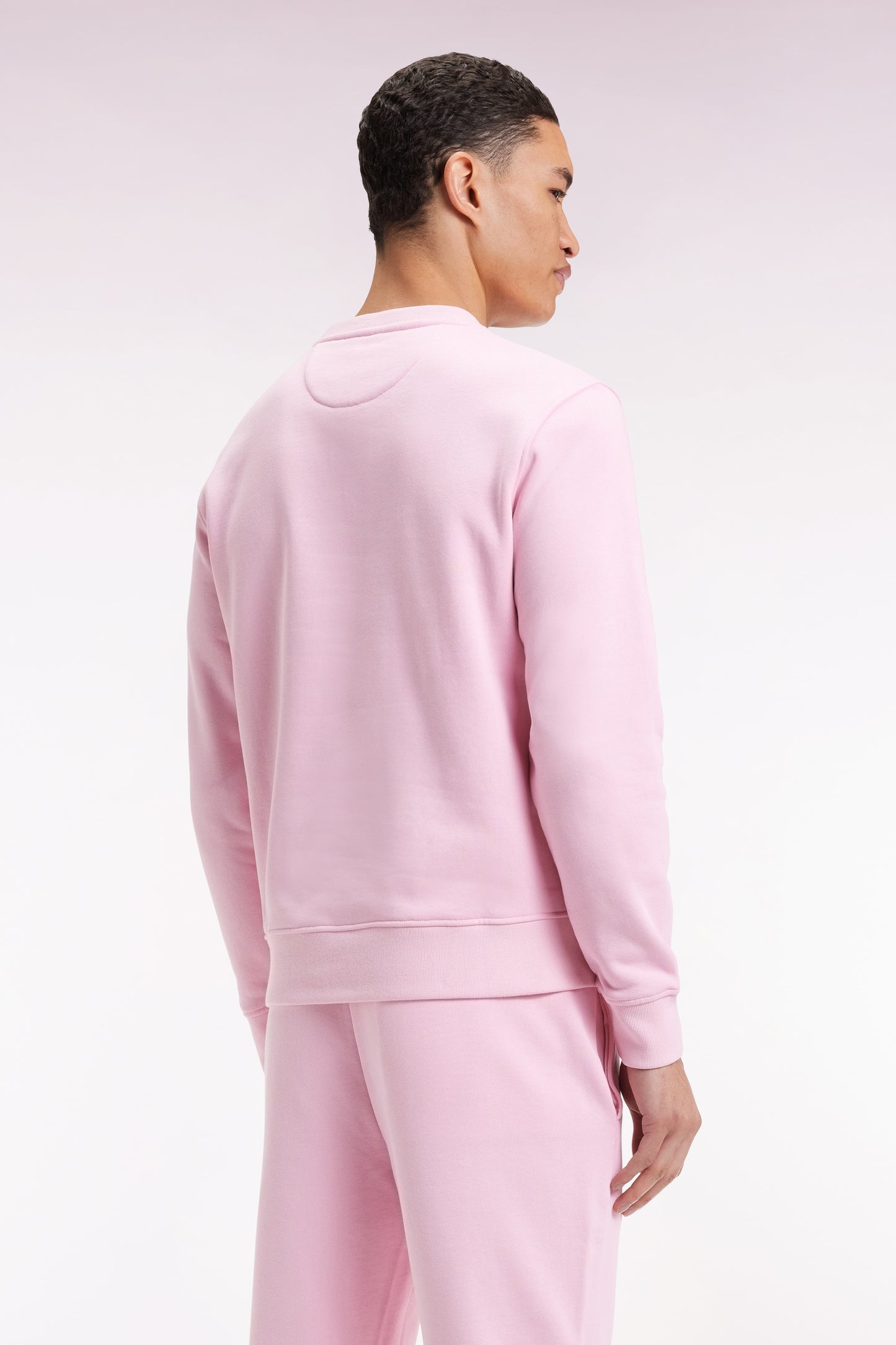 Sweatshirt à col rond en coton rose coupe droite