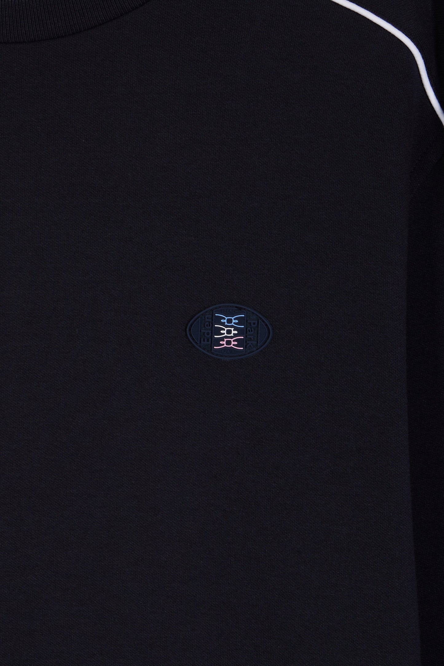 Sweatshirt en molleton marine passepoils colorés