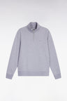 Sweatshirt à col montant zippé en molleton coton gris