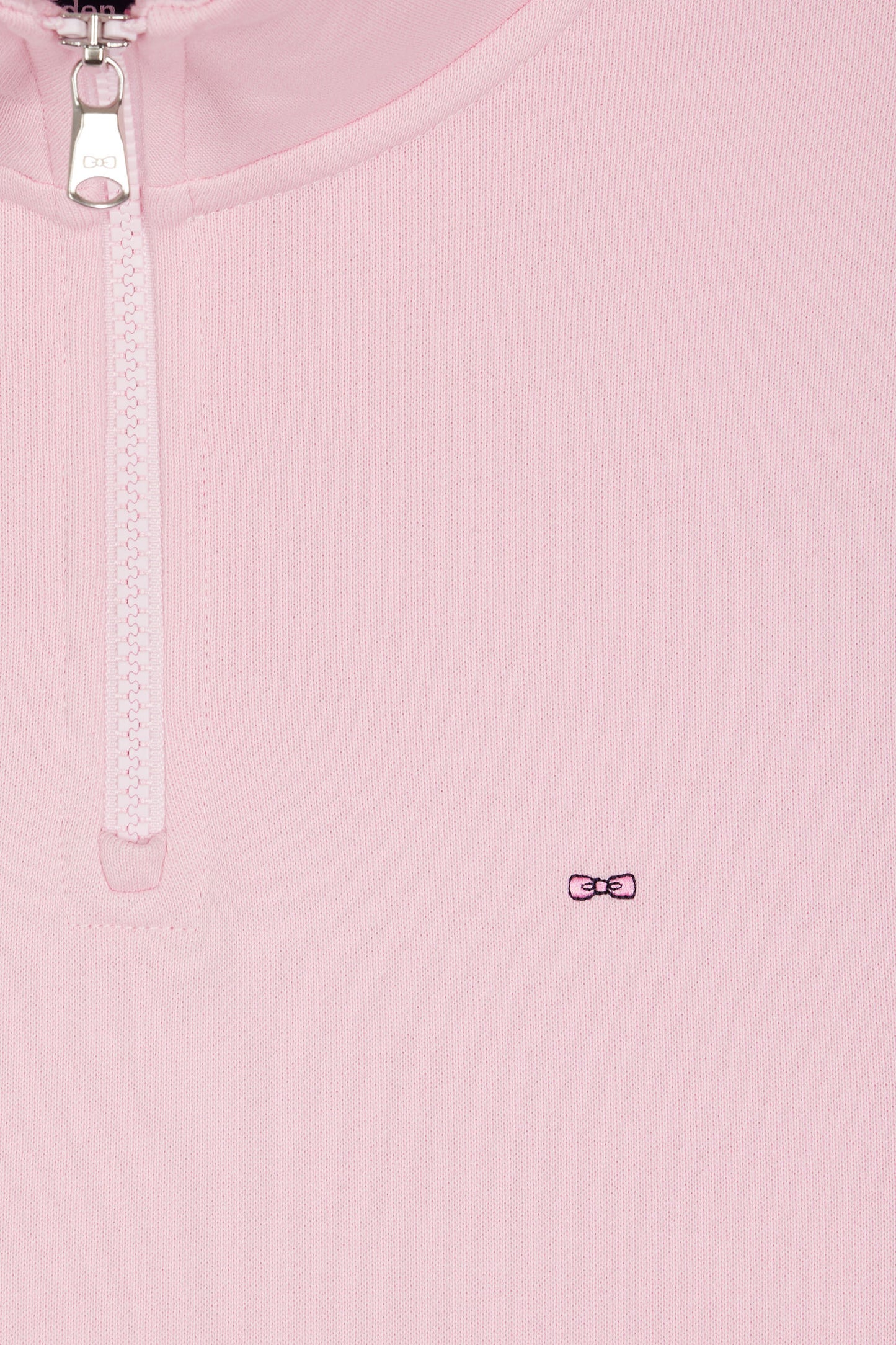 High-neck zip-up sweatshirt in pink cotton fleece