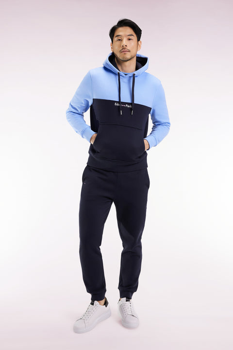 Sweatshirt à capuche bicolore rose coupe droite - Image 1
