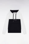 Sweatshirt à capuche bicolore blanc coupe droite