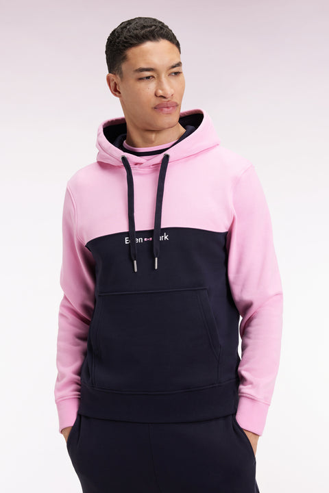 Sweatshirt à capuche bicolore marine coupe droite - Image 3