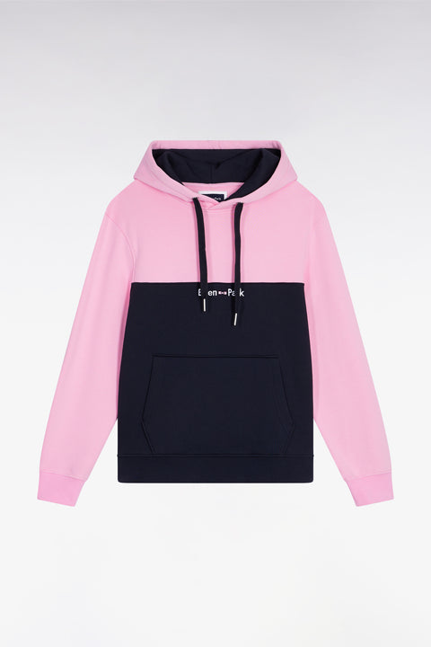 Sweatshirt à capuche bicolore marine coupe droite - Image 2