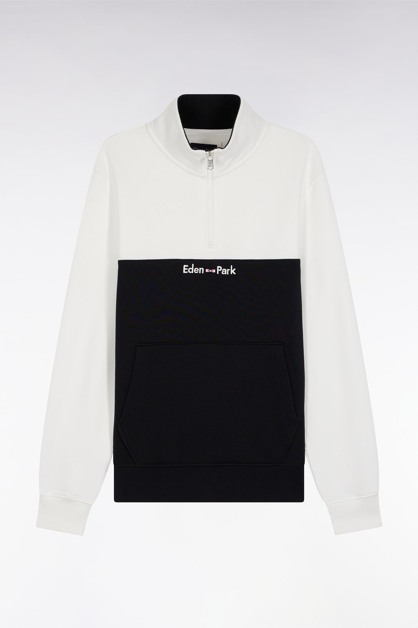 Sweatshirt col camionneur en molleton bicolore blanc