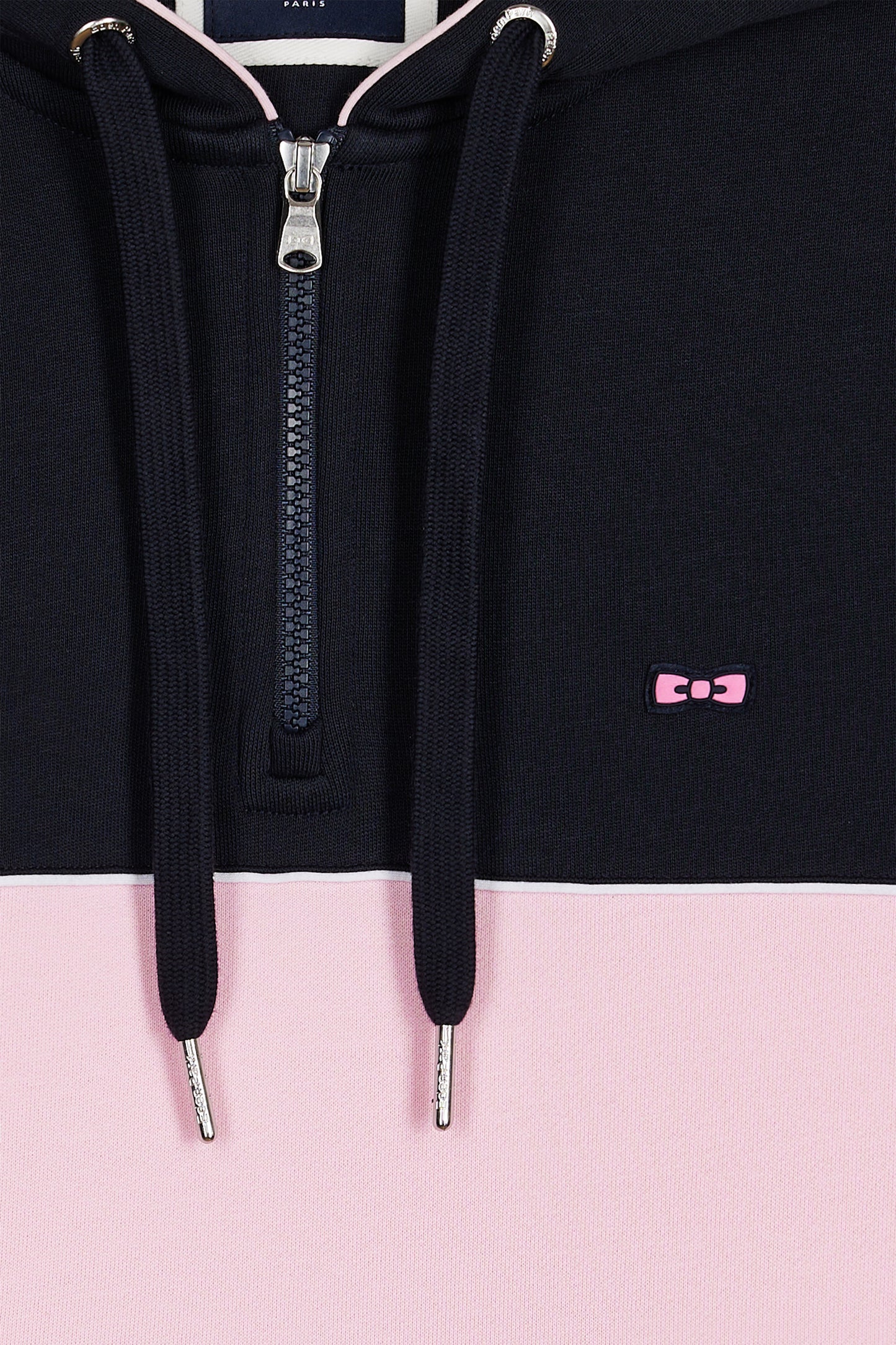 Sweatshirt à capuche semi-zippé marine et rose