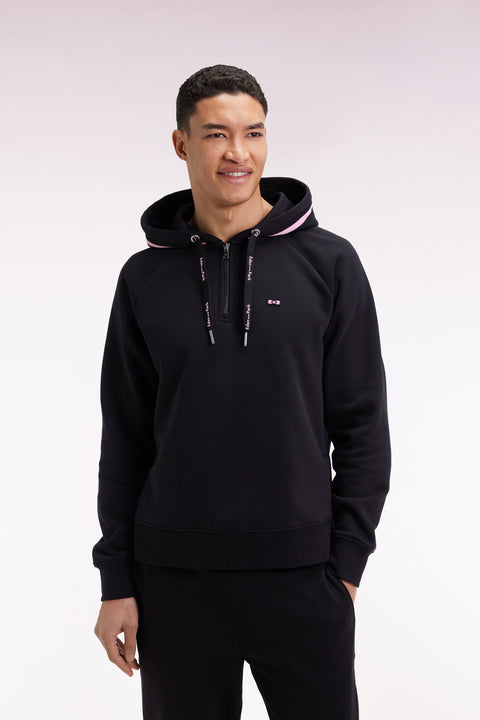 Sweatshirt à capuche en molleton coton mélangé noir coupe Relaxed - Image 1