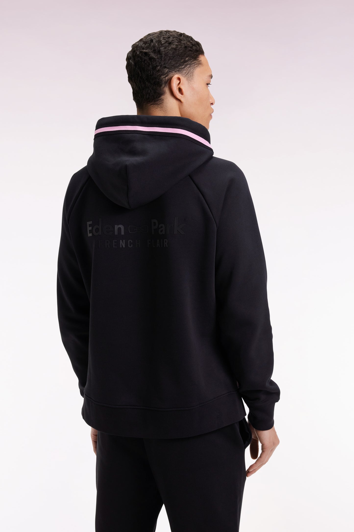 Sweatshirt à capuche en molleton coton mélangé noir coupe Relaxed