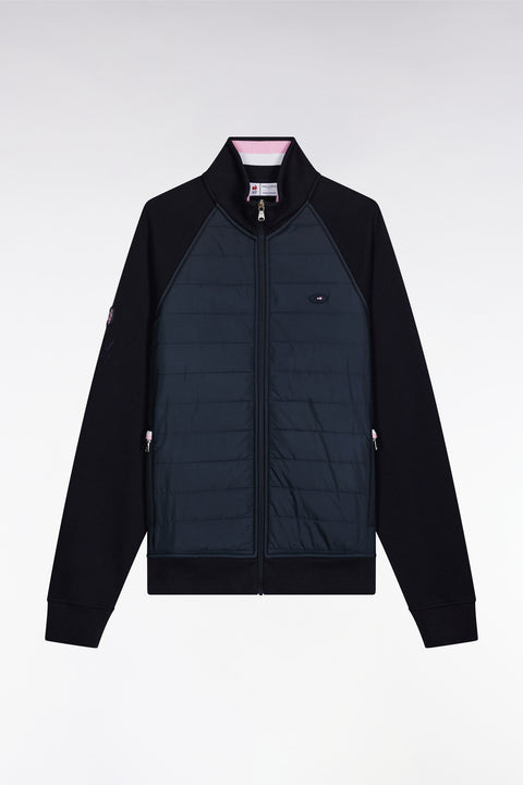 Sweatshirt zippé bimatière marine coupe droite - Image 2