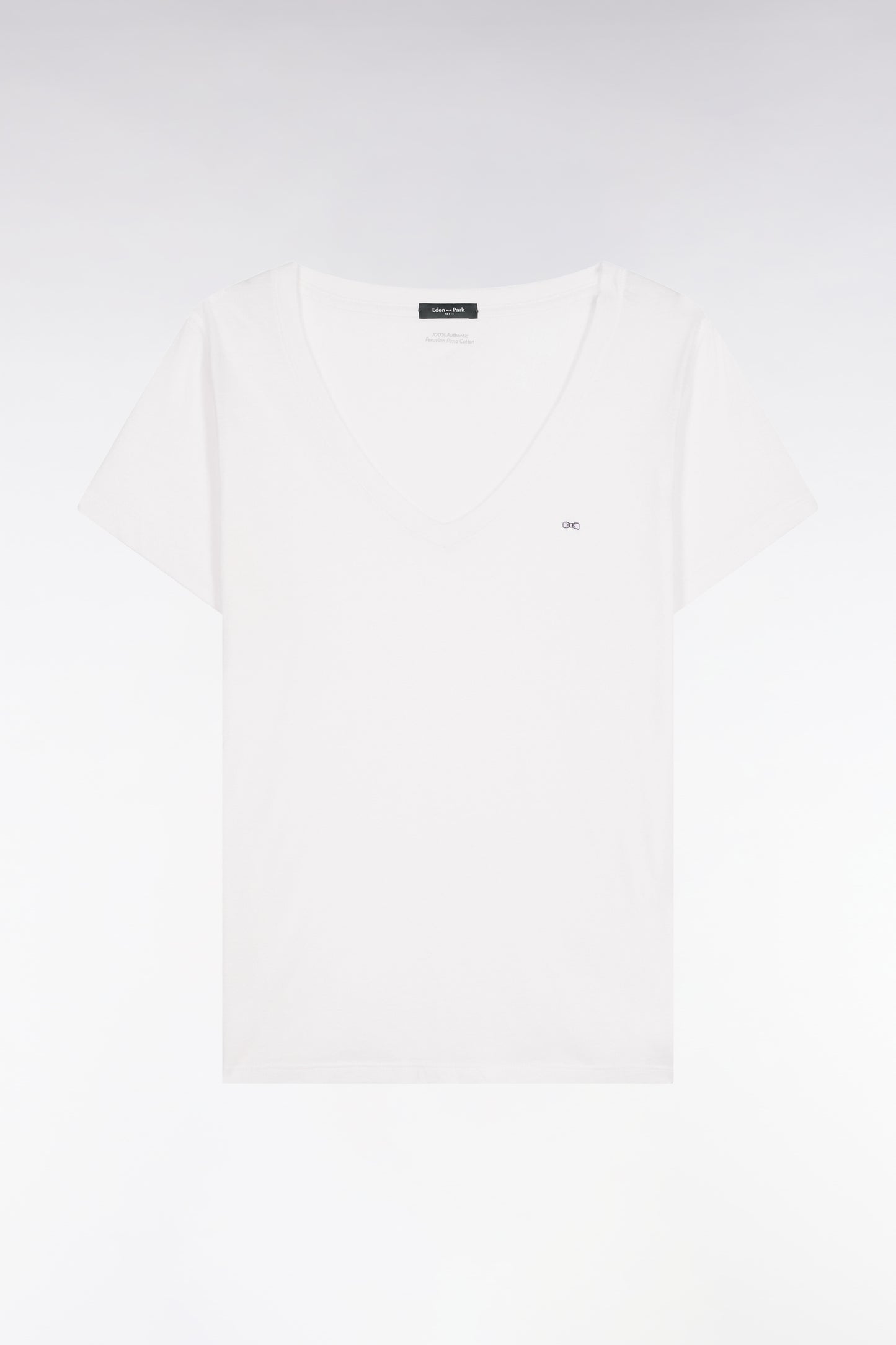 T-shirt à manches courtes en coton Pima blanc col V