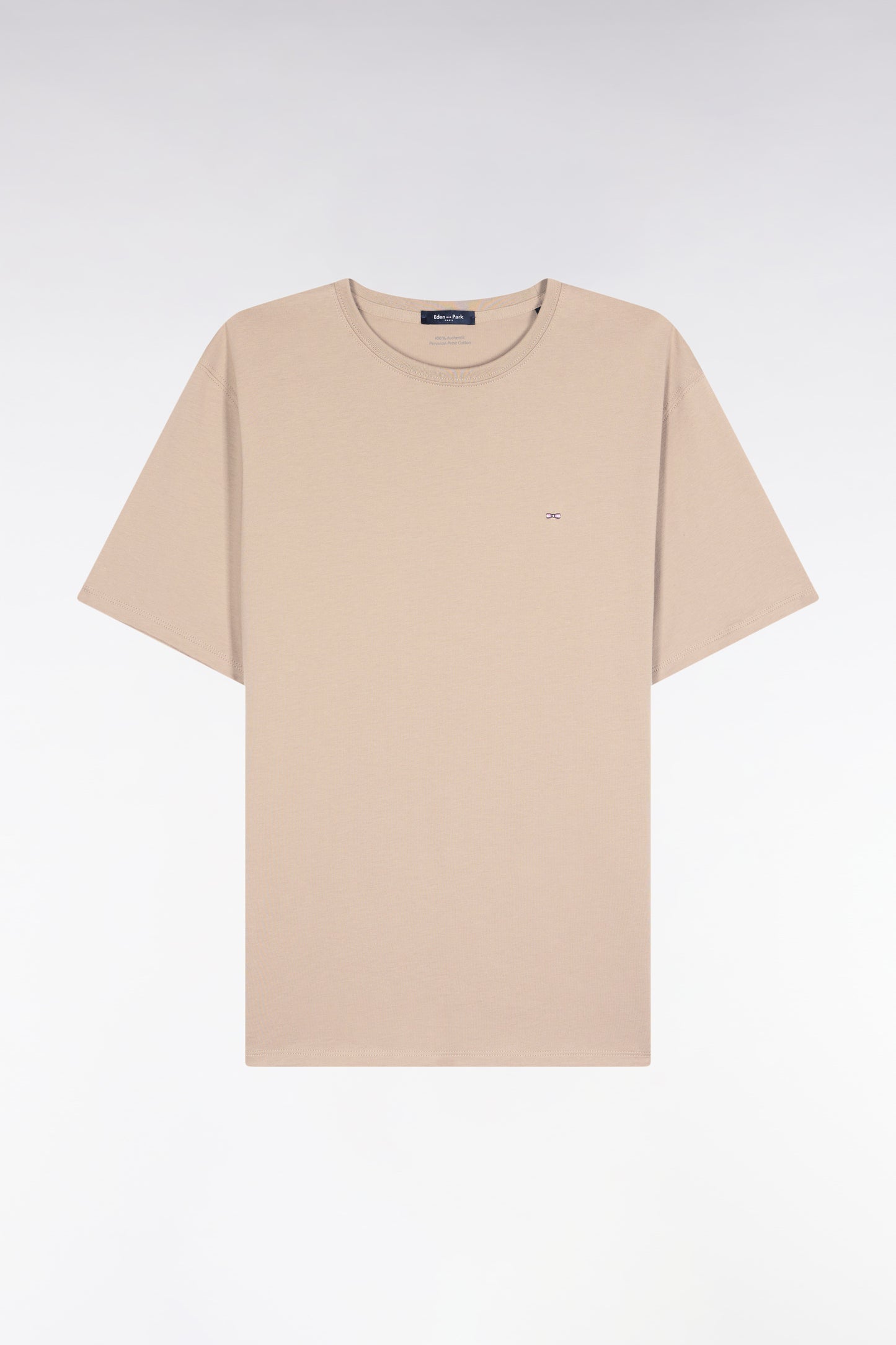T-shirt manches courtes à col rond en coton Pima beige