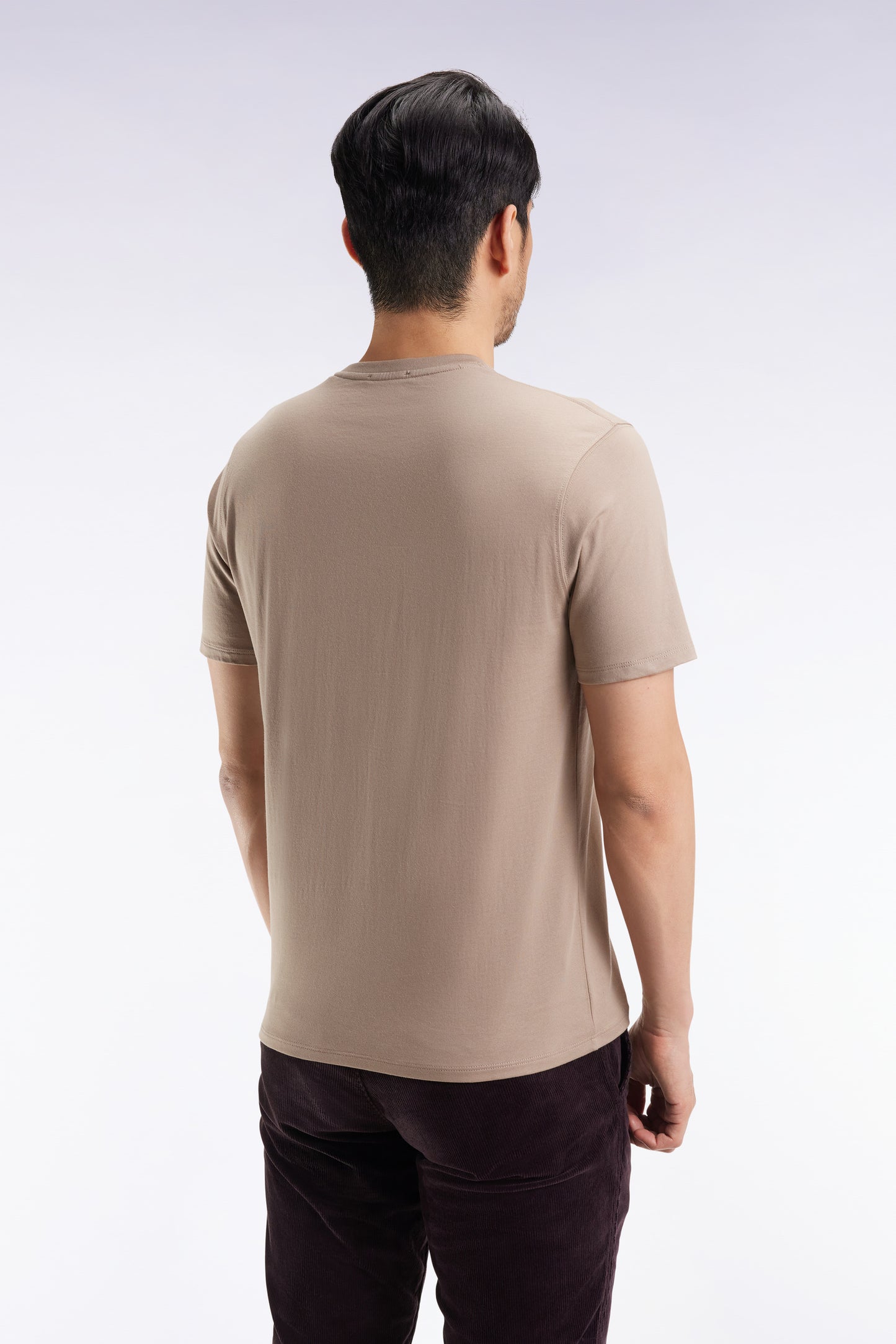 T-shirt manches courtes à col rond en coton Pima beige
