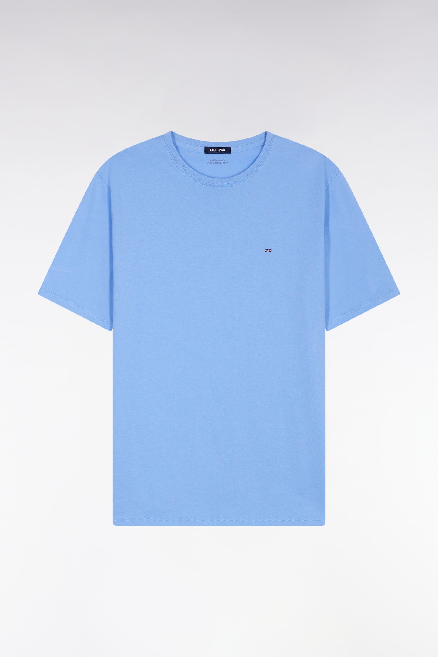 T-shirt manches courtes à col rond en coton Pima ciel