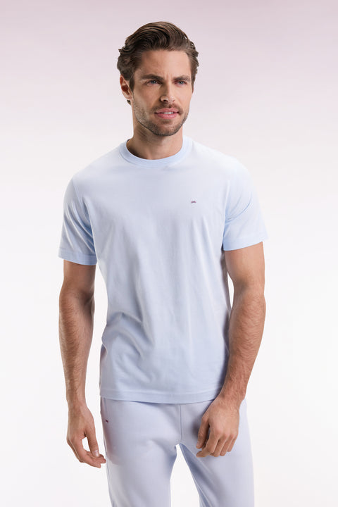 T-shirt à manches courtes broderie dos en coton Pima ciel - Image 3
