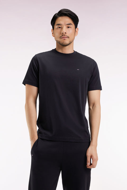 T-shirt à manches courtes broderie dos en coton Pima noir - Image 3