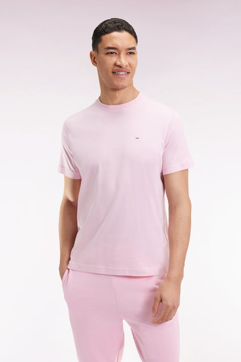 T-shirt à manches courtes broderie dos en coton Pima rose - Image 3