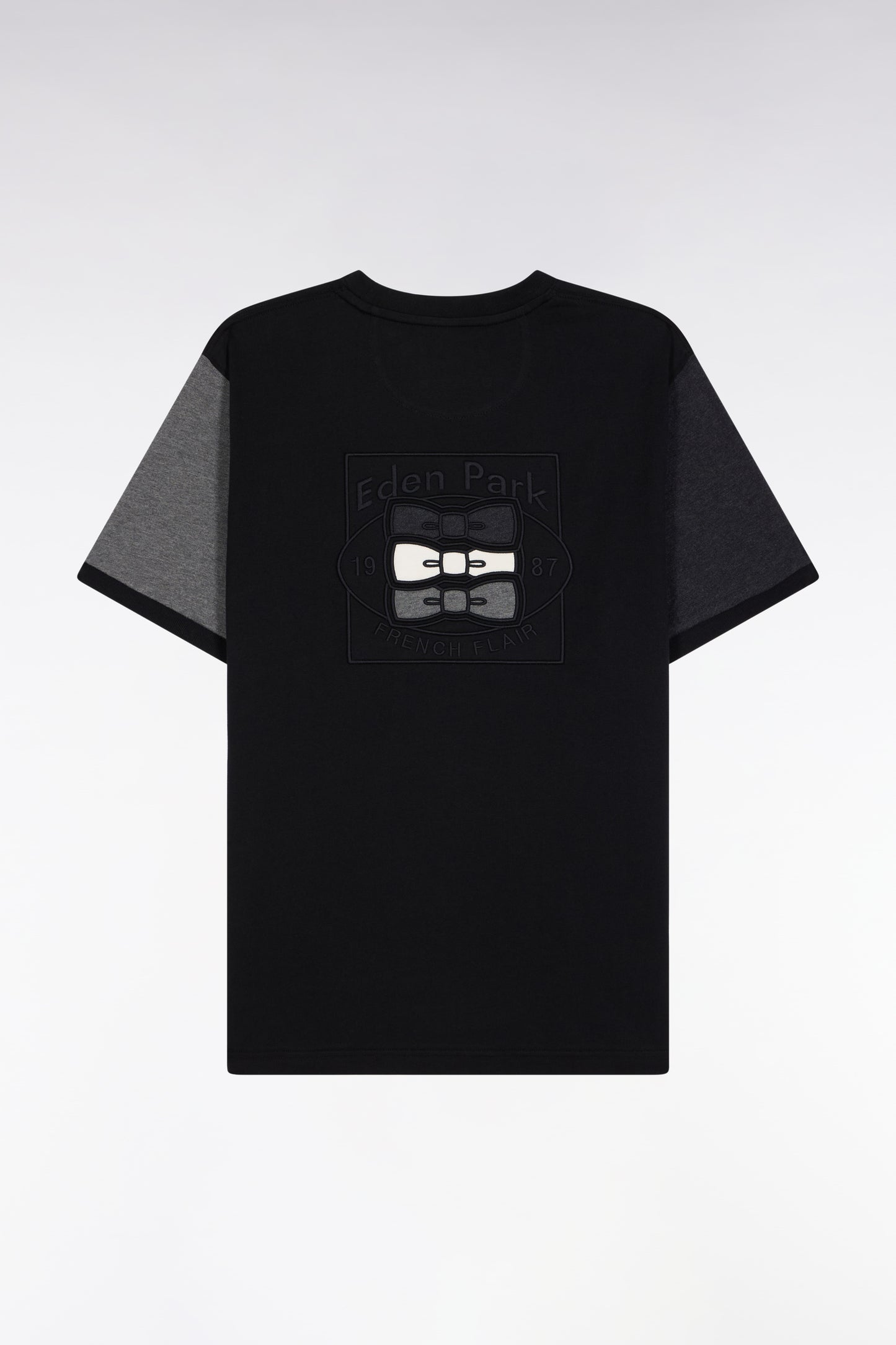 T-shirt à manches courtes contrastées en coton noir