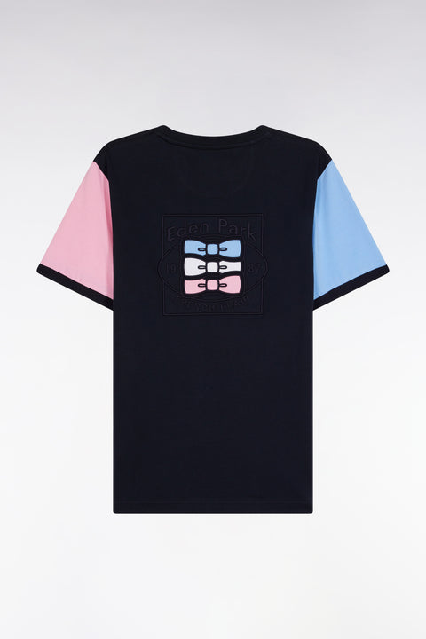 T-shirt à manches courtes contrastées en coton marine - Image 2