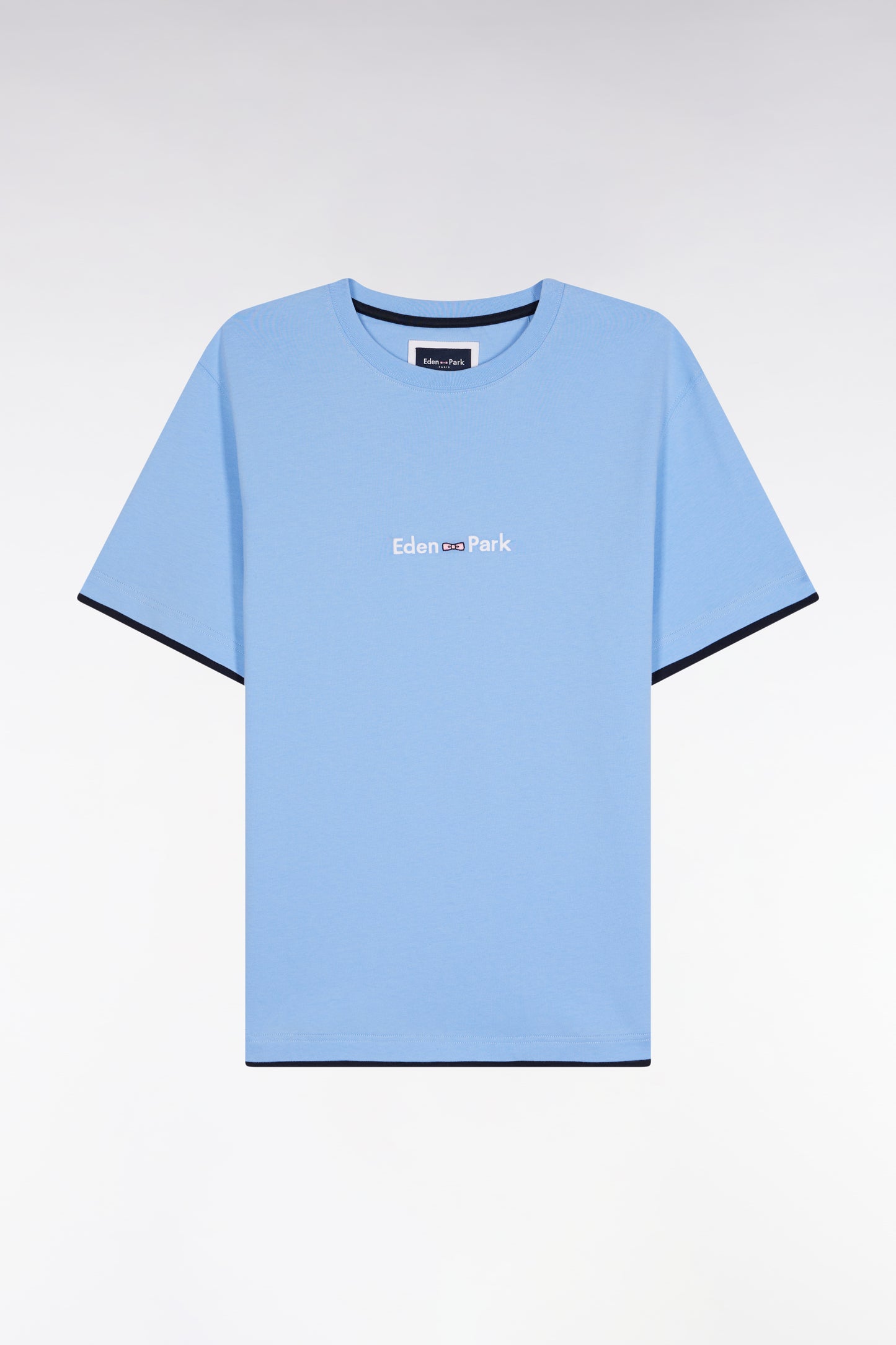 Eden Park embroidered short-sleeved T-shirt in sky cotton
