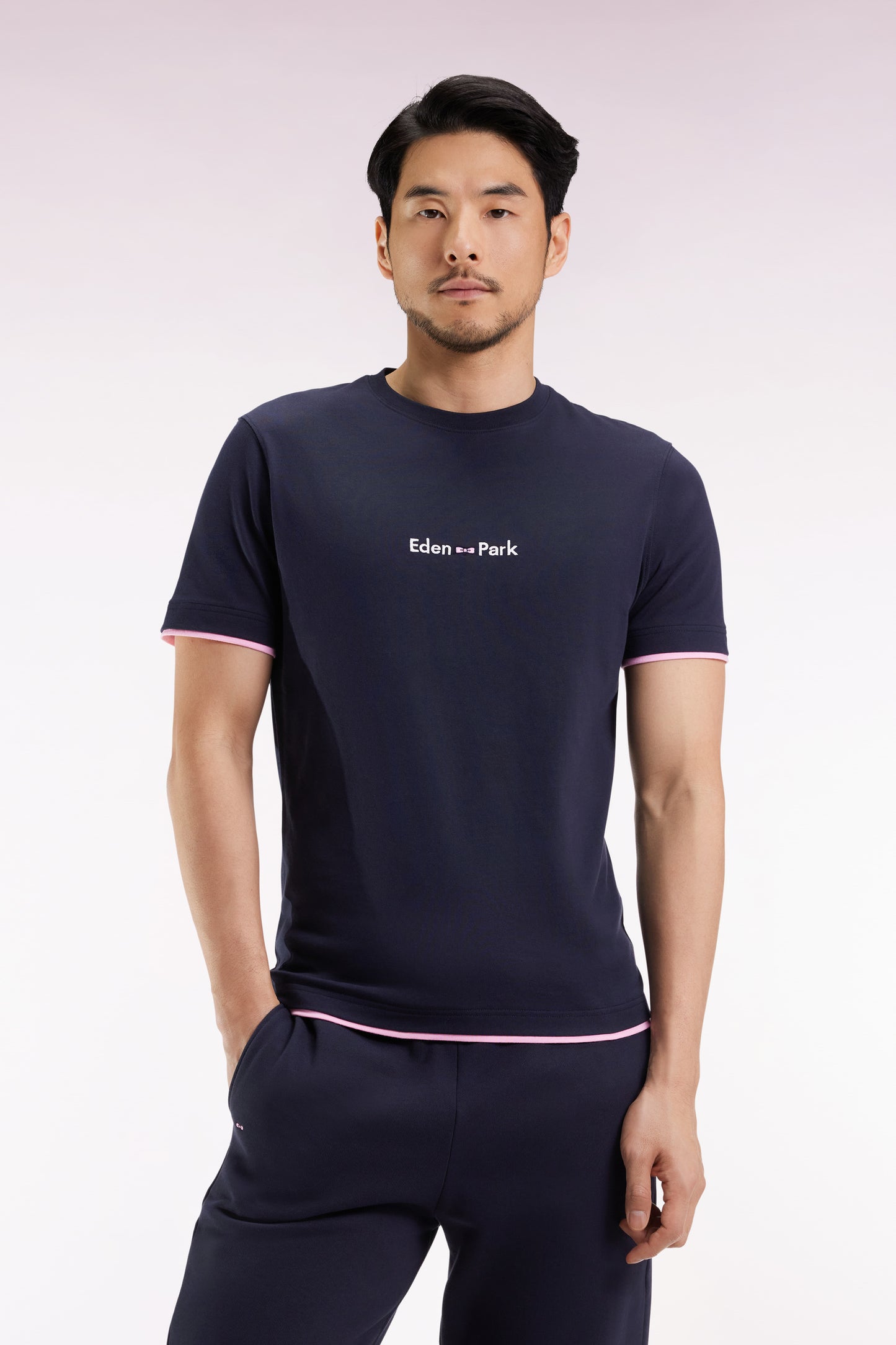 Eden Park embroidered short-sleeved T-shirt in navy cotton